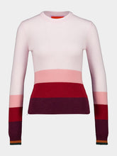 La DoubleJ Pink and Bordeaux Tone Stripe Cashmere Crewneck Jumper