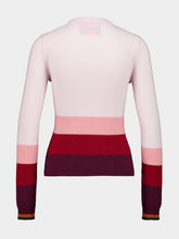 La DoubleJ Pink and Bordeaux Tone Stripe Cashmere Crewneck Jumper