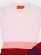 La DoubleJ Pink and Bordeaux Tone Stripe Cashmere Crewneck Jumper