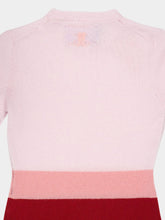 La DoubleJ Pink and Bordeaux Tone Stripe Cashmere Crewneck Jumper