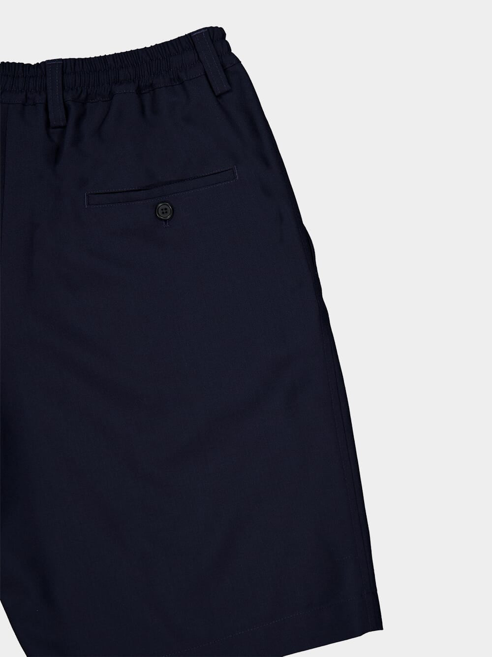 Navy Wool Bermuda Shorts