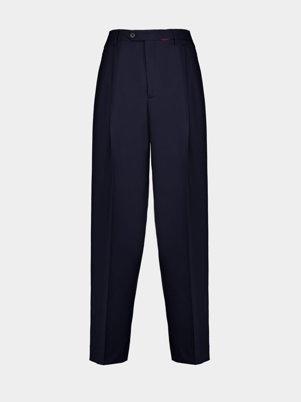 Deep Blue Pleated Wool Trousers