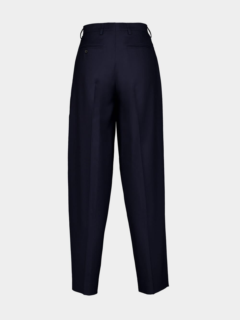 Deep Blue Pleated Wool Trousers