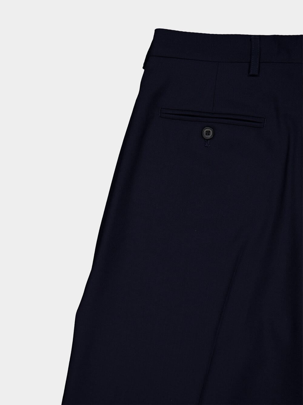 Deep Blue Pleated Wool Trousers