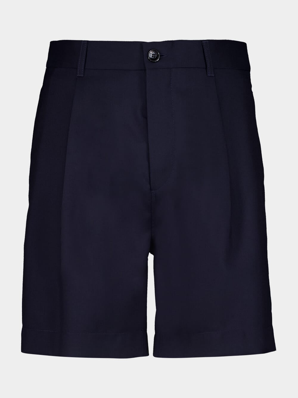 Dark Blue Virgin Wool Tailored Shorts