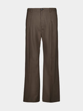 Truffle Brown Wool Wide-Leg Trousers