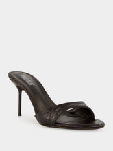 Paris Texas Brown Lidia 70 Python-Print Leather Heeled Mules