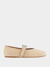 Paris Texas Beige Suede Buckle Ballet Flats