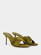 Paris Texas Oil Green Lidia Couture Satin Mules