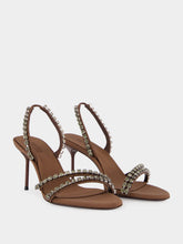 Paris Texas Ebony Satin Lidia 70 Sandals with Studs