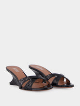 Paris Texas Black Leather Nina 50 Wedge Mules