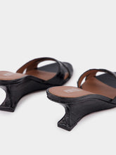 Paris Texas Black Leather Nina 50 Wedge Mules