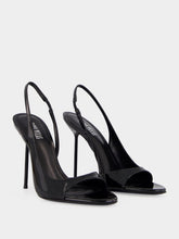 Paris Texas Black Leather Lidia Slingback Sandals