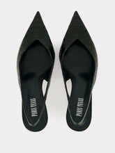 Paris Texas Green Noir Lidia 70 Python-Print Slingback Pumps