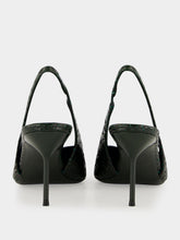 Paris Texas Green Noir Lidia 70 Python-Print Slingback Pumps