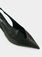 Paris Texas Green Noir Lidia 70 Python-Print Slingback Pumps