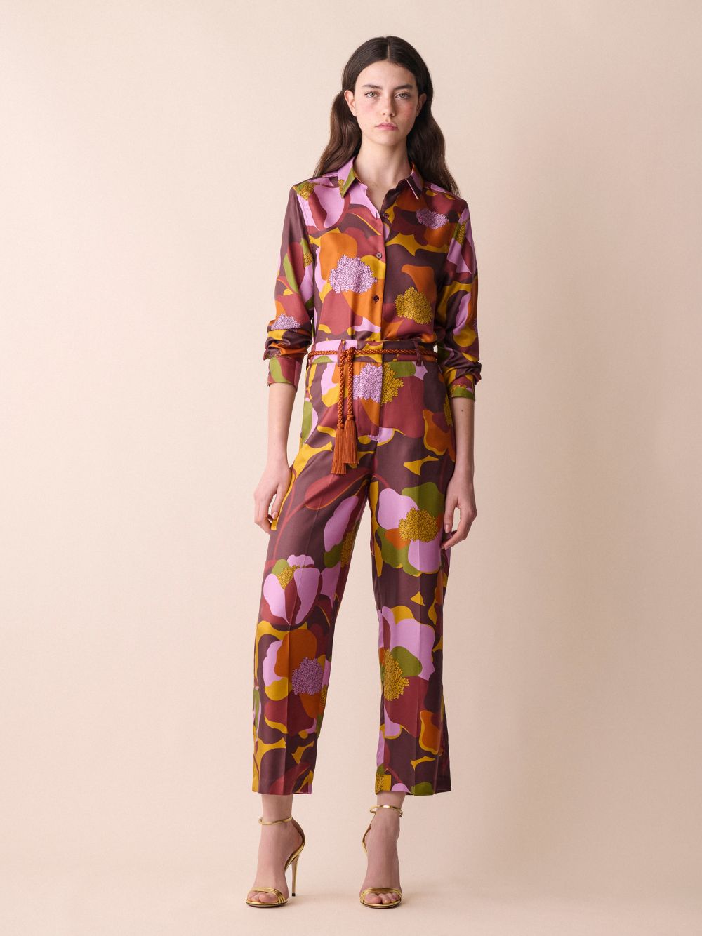 Sonia Floral Printed Silk Twill Pants