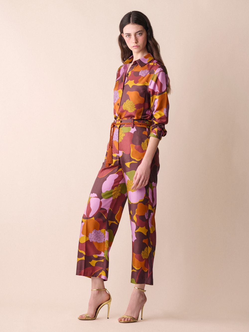 Sonia Floral Printed Silk Twill Pants