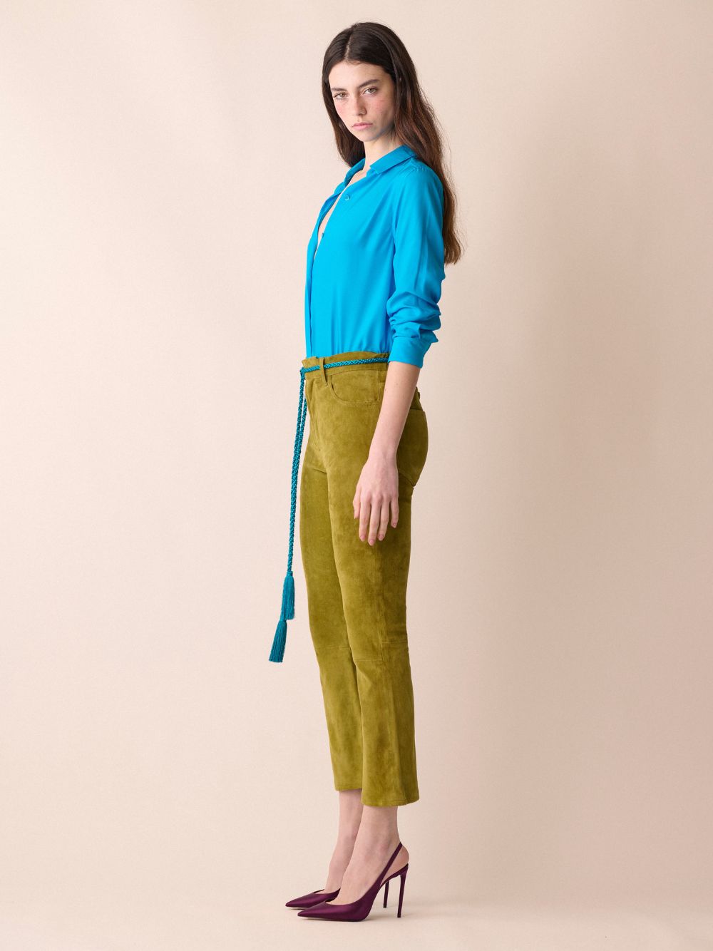 Zircon Leather Flared Pants