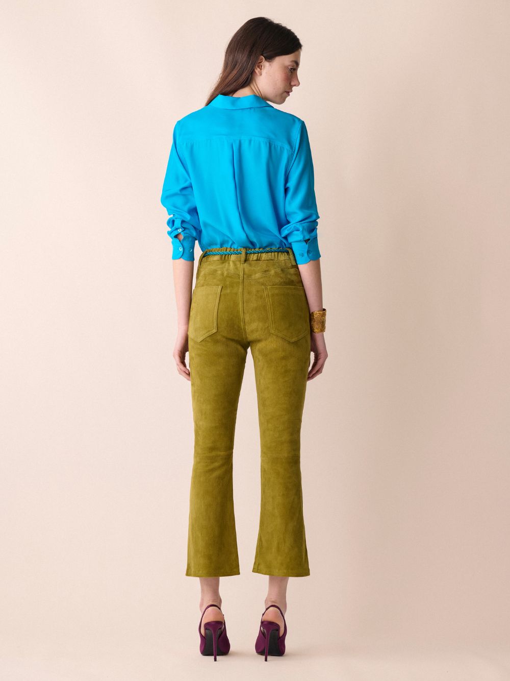 Zircon Leather Flared Pants