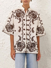 Zimmermann Ivory Chocolate Ascension Embroidered Shirt