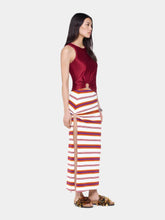 Rabanne Striped Cream and Orange Cotton Maxi Skirt