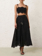 Zimmermann Black Rhiannon Embroidered Midi Skirt