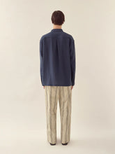 Commas Cream Navy Relaxed Stripe Trousers