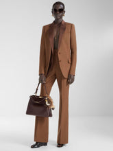 Brown Wool-Mohair Flared Trousers