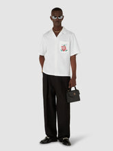 White Cotton Poplin Embroidered Short-Sleeve Shirt