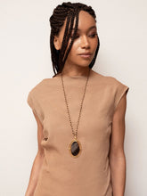 Sylvia Toledano Rosarie Necklace with Brown Agate Pendant