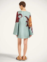 La DoubleJ Peony Print Light Blue Silk Mini Dress