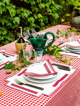 Borgo Delle Tovaglie Erica Linen Napkin in Ivory and Red