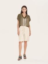 Zeus+Dione Khaki Syros V-Neck Silk Wool Top