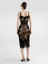 Dolce & Gabbana Leopard-Print Satin Midi Skirt with Lace Inserts