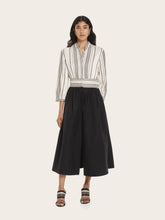 Zeus+Dione Halora Shirt Midi Dress in Black and Ivory