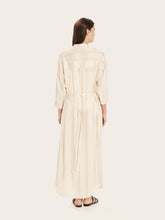 Zeus+Dione Maira Textured Silk Midi Dress in Ecru