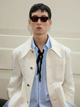 Ami Paris White Cotton Worker Buttoned Jacket