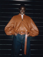 Givenchy Tan Cropped Cocoon Bomber in Nappa Leather