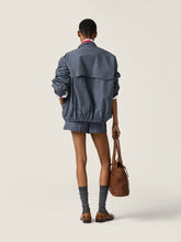 Miu Miu Navy Checked Technical Blouson Jacket