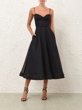 Zimmermann Black Luna Structured Midi Dress