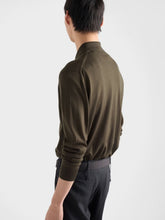 Prada Superfine Wool Military Green Long-Sleeve Polo