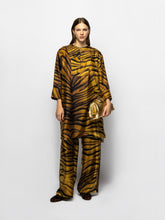 Paula Isla Tigerstripes Printed Silk Twill Button-Up Dress