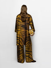 Paula Isla Tigerstripes Printed Silk Twill Button-Up Dress