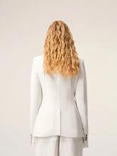 Ami Paris White Linen Double-Breasted Blazer
