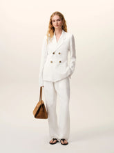 Ami Paris White Linen Double-Breasted Blazer