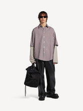Balenciaga Red and Navy Checked Hybrid Shirt