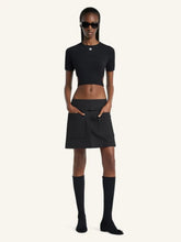 Courrèges Black Cut-Out Ribbon Cropped T-Shirt