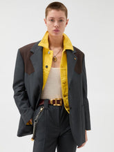 Versace Grey and Brown Wool-Mohair Blazer with Contrast Panels