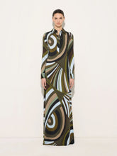 Pucci Khaki and Blue Iride Print Chemisier Dress
